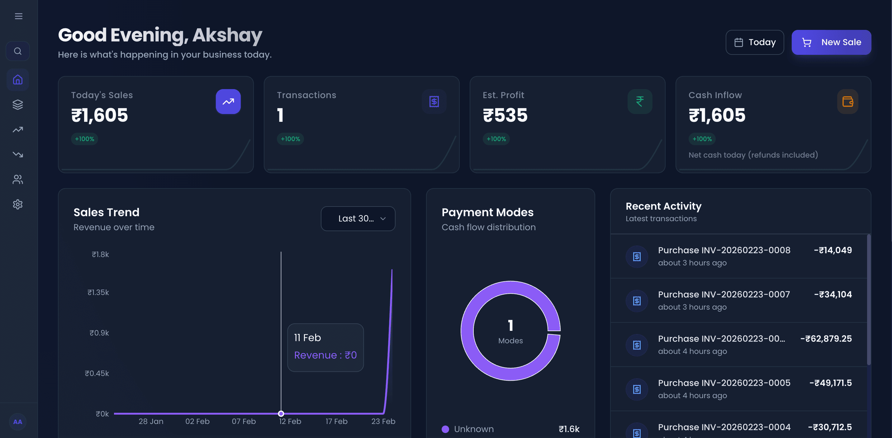 HisabLekha desktop dashboard