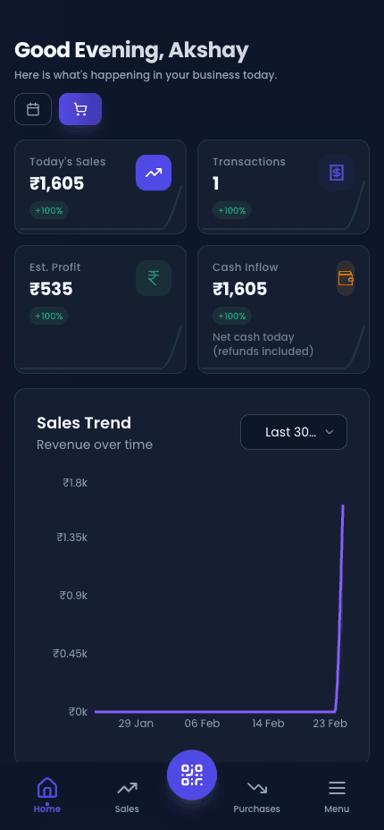 HisabLekha mobile dashboard